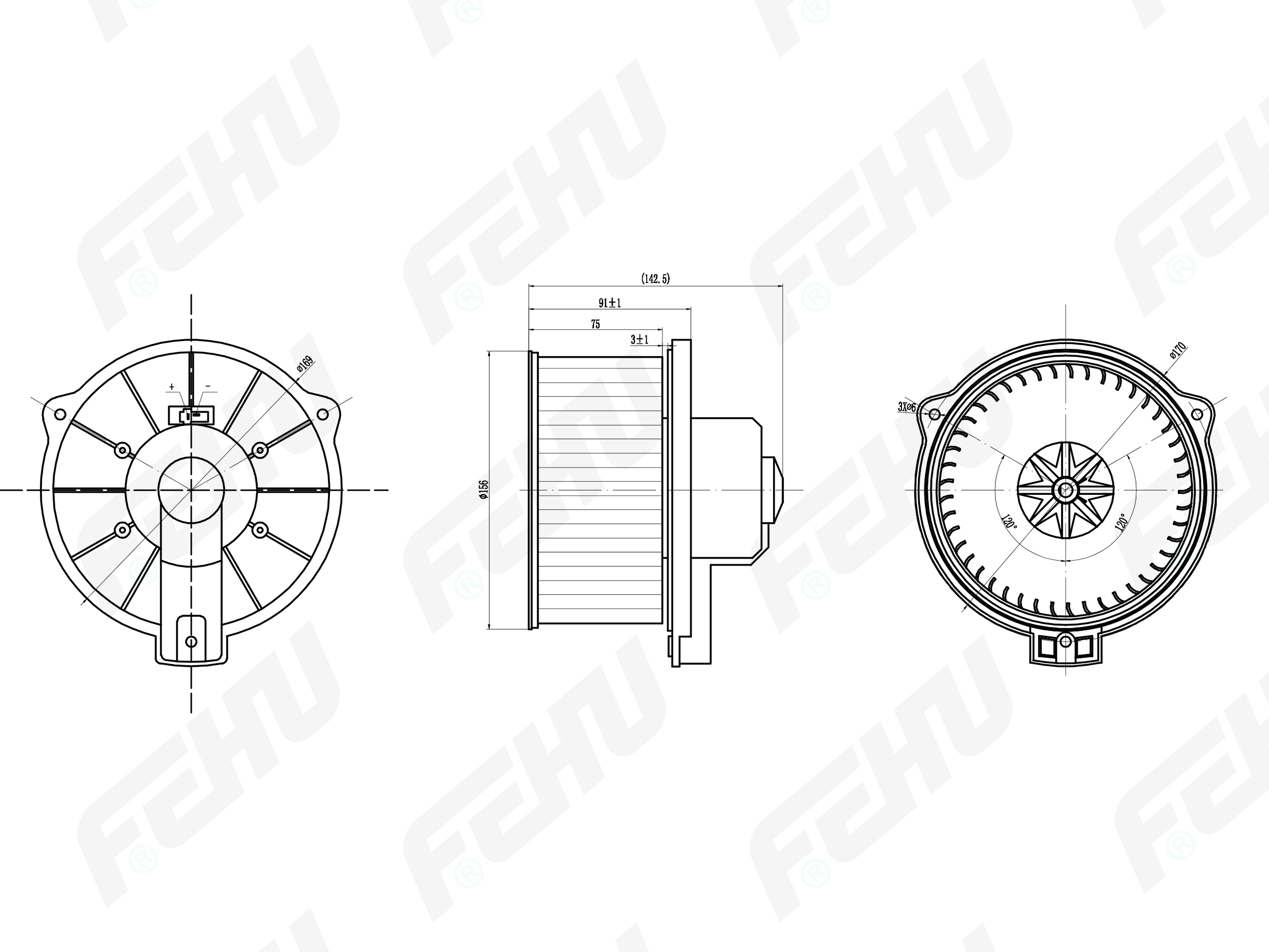 Электровентилятор отопителя для Toyota Corolla (01-) - FEHU FFH1155
