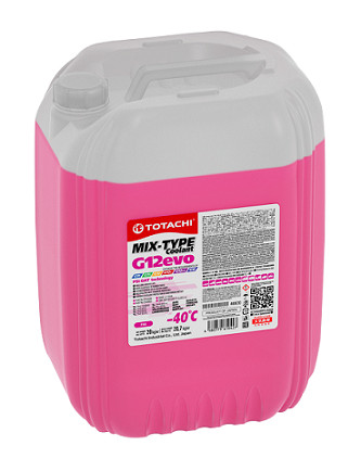 Антифриз, готовый раствор mix-type coolant G12evo -40°c розовый 20кг - Totachi 46820