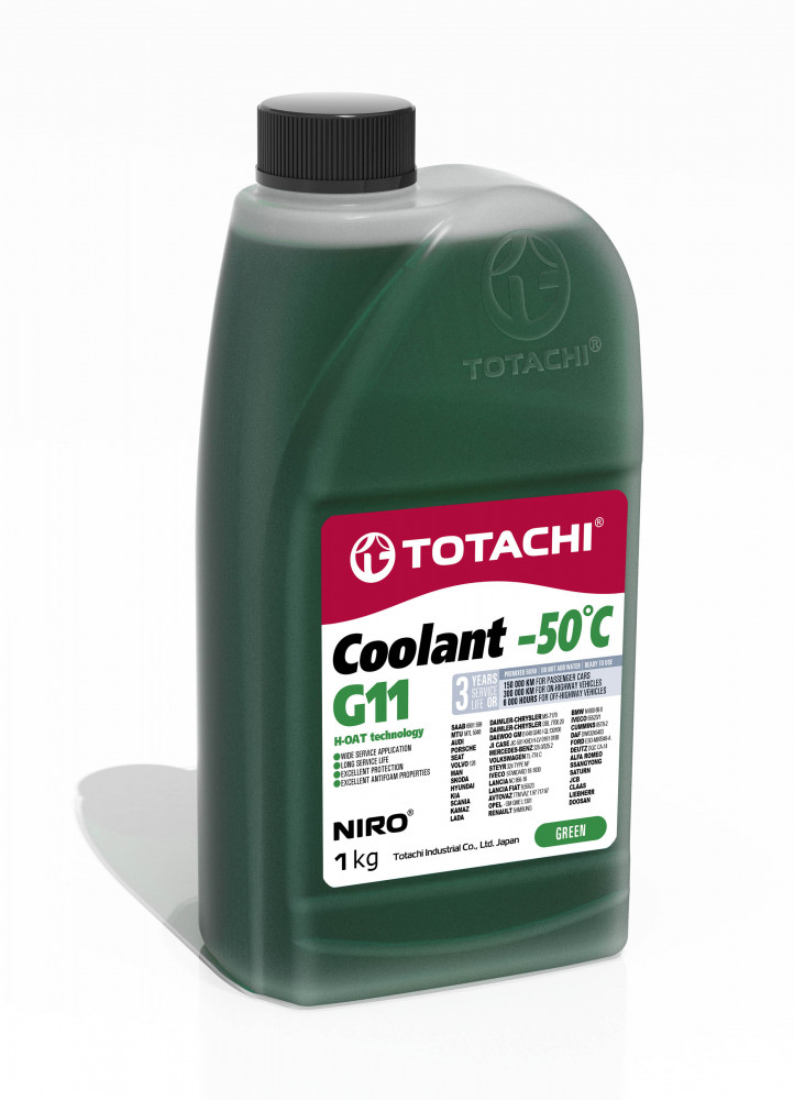 Антифриз, готовый раствор niro coolant G11 -50°c зелёный 1кг - Totachi 44701