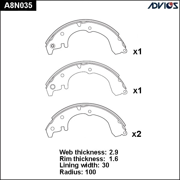 Колодки тормозные барабанные - ADVICS A8N035