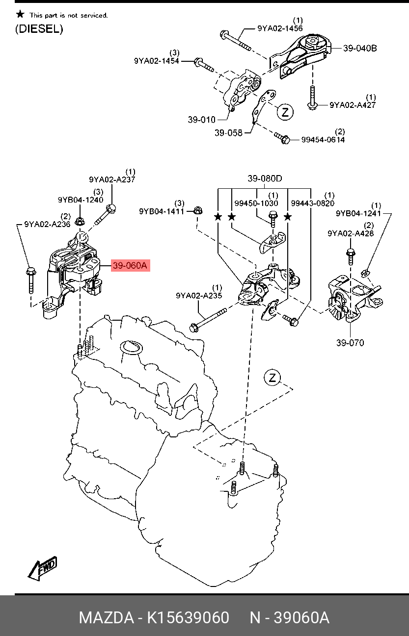 Опора двигателя - Mazda K15639060