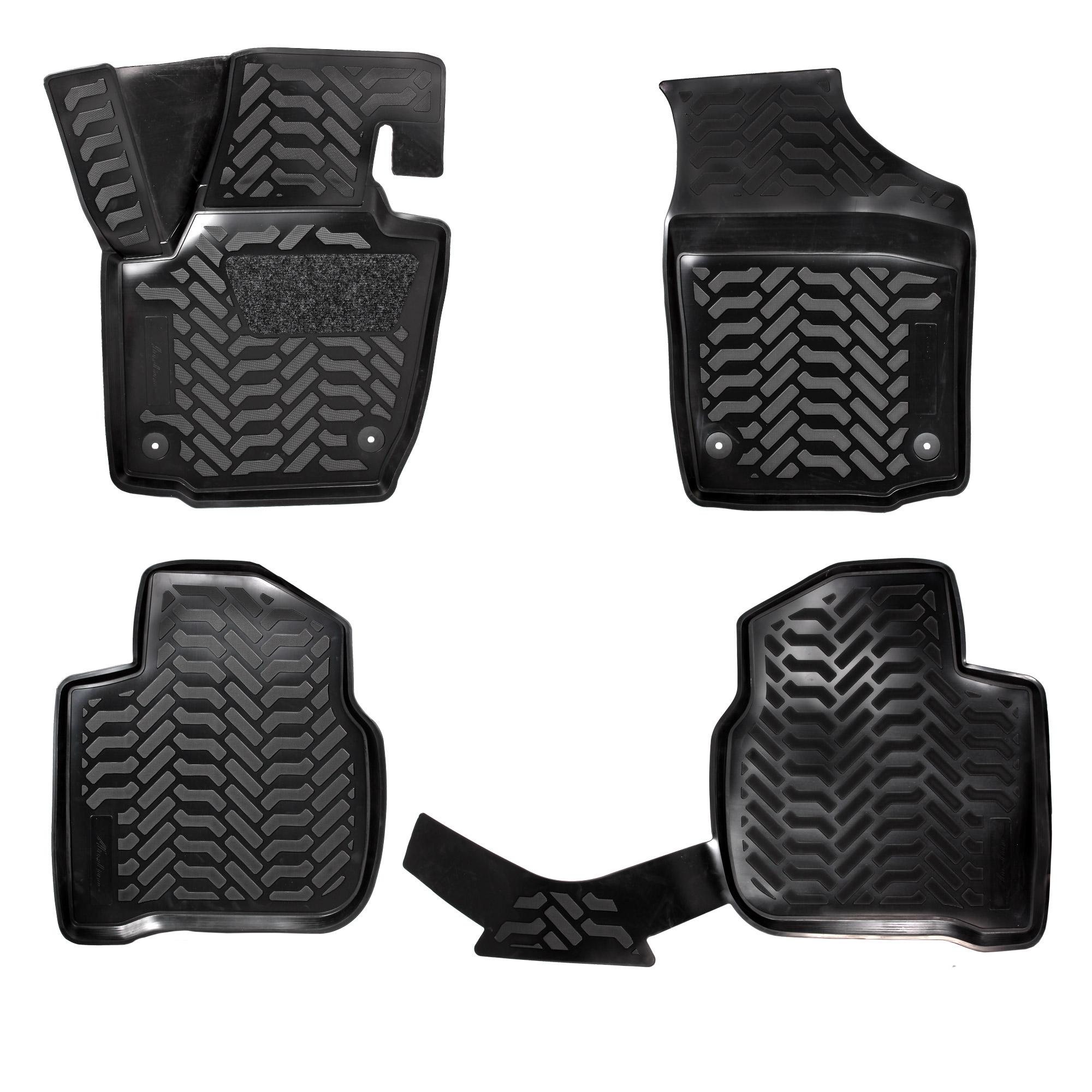 Ковры (3D с подпят.) для VW Polo/ Rapid (20-), 4 шт.,(крепеж),выс. борт, полимер., черн. - AIRLINE ACM-PS-94