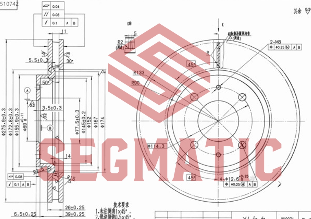 Диск тормозной передний - SEGMATIC SBD30093028