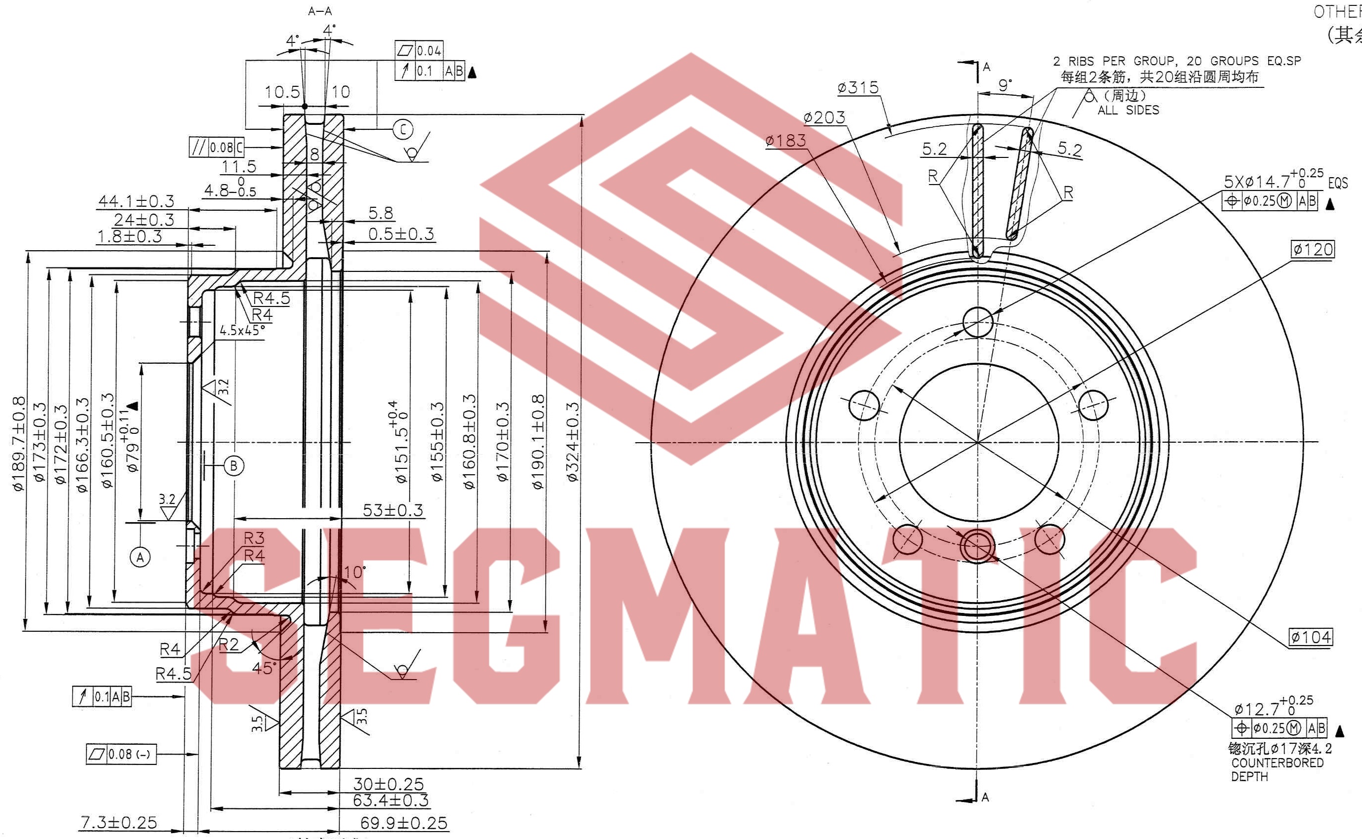 Диск тормозной передний - SEGMATIC SBD30093115