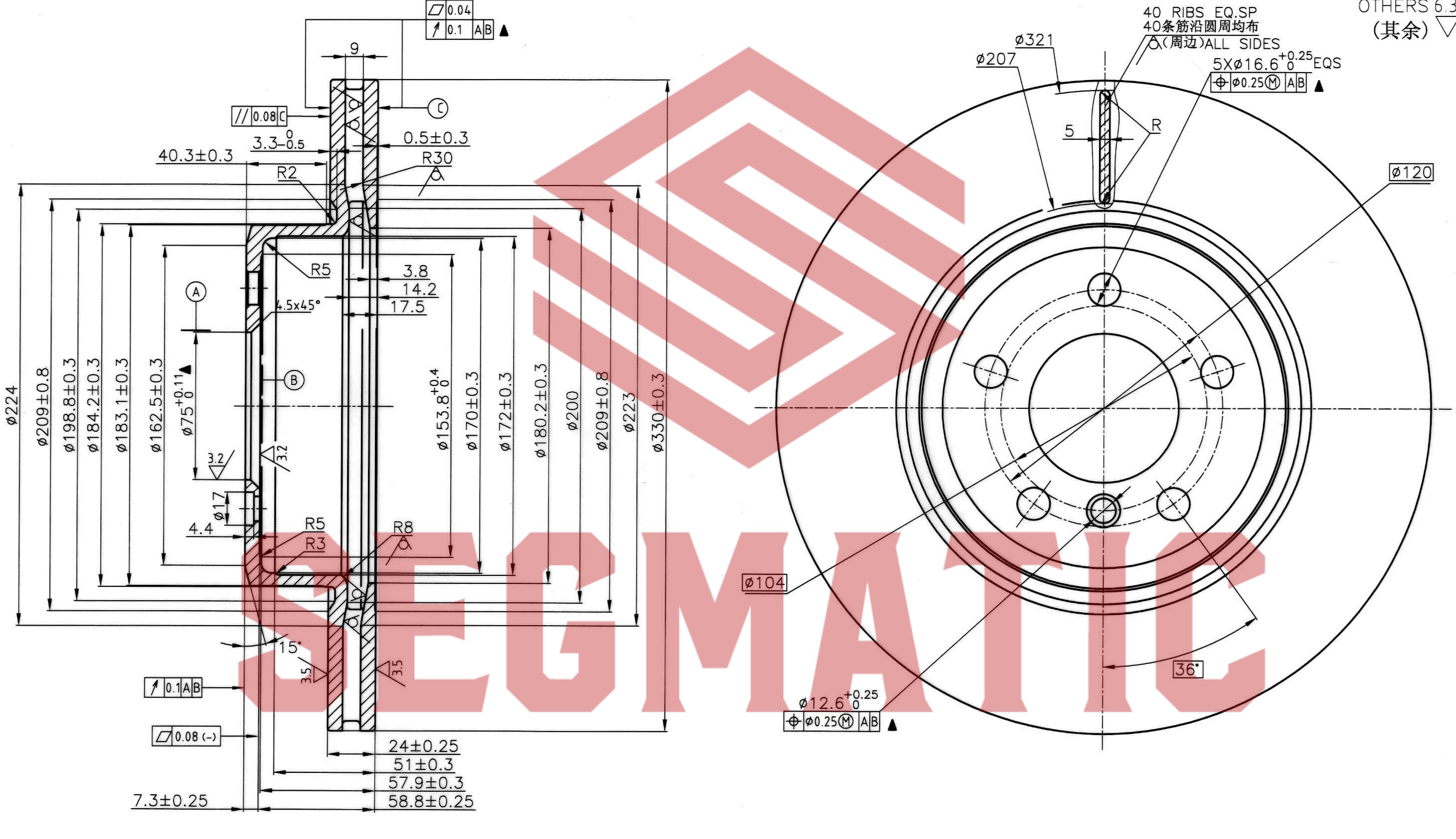Диск тормозной передний - SEGMATIC SBD30093217