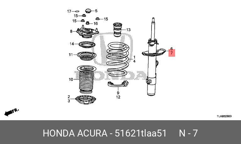 Амортизатор передний левый Honda cr-v 1.5t 16> Honda - Honda 51621TLAA51