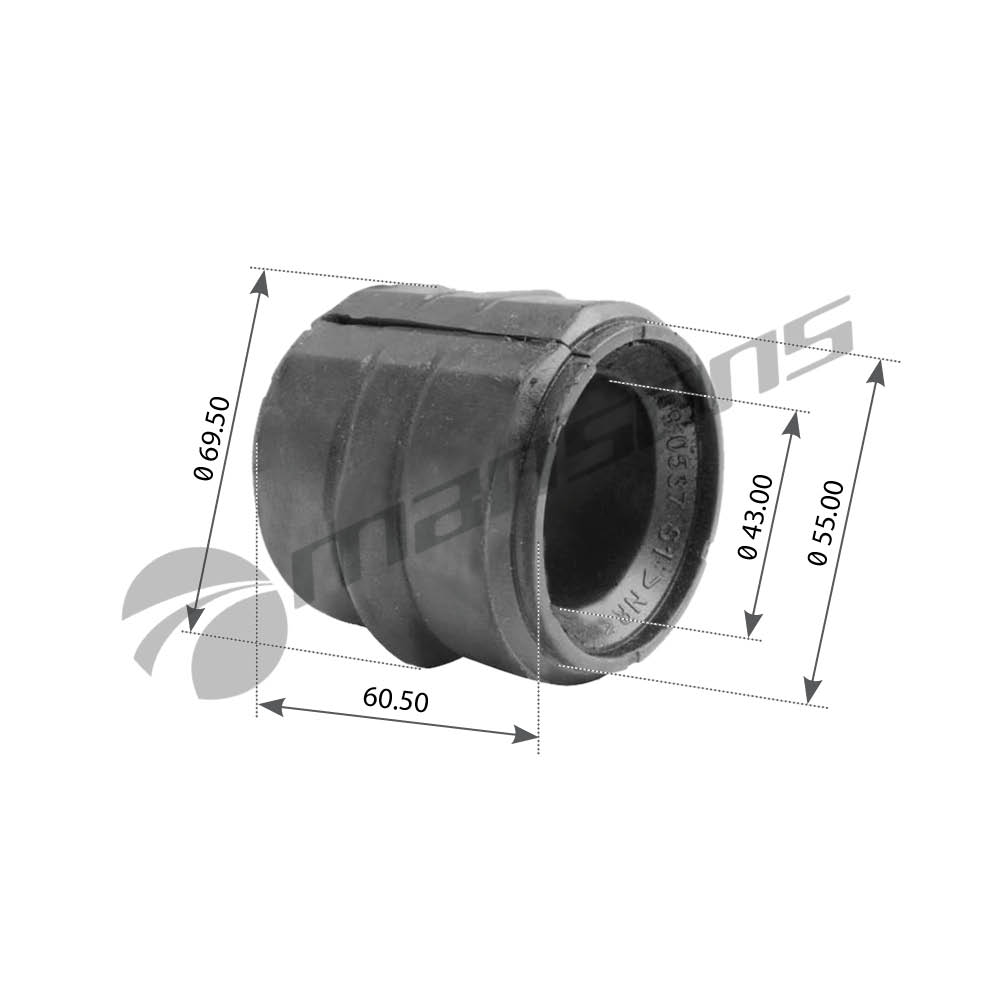 Сайлентблок переднего стабилизатора d43/62x60 DAF о.н. 1291233 (m7220034) | перед | - Mansons 200017