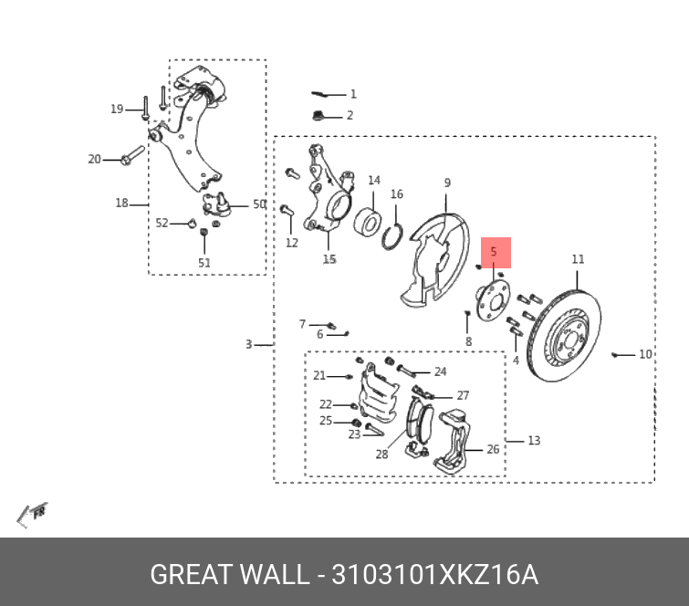 Ступица передняя haval F7/F7x (19-) - Great Wall 3103101XKZ16A