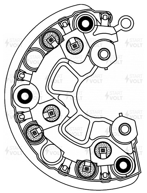 Мост диодный генератора для а/м VAG Touareg (02-)/Transporter T4 (96-)/Cayenne (03-) 3.2i - STARTVOLT VDB 1001
