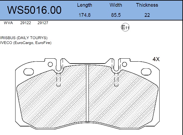 Колодки тормозные дисковые - JEENICE WS5016.00