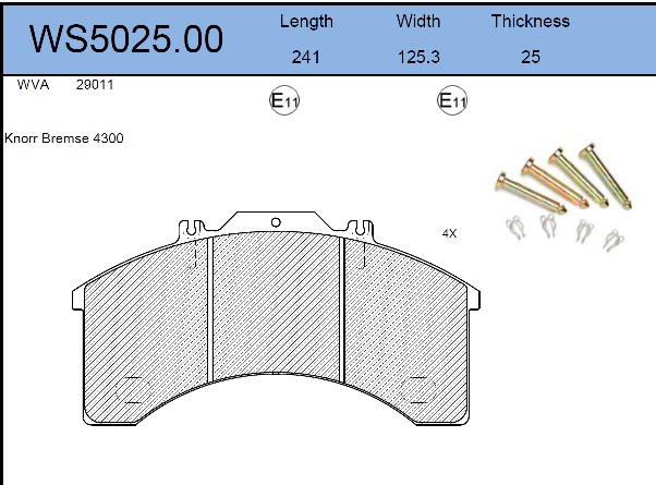 Колодки тормозные дисковые HCV - JEENICE WS5025.00