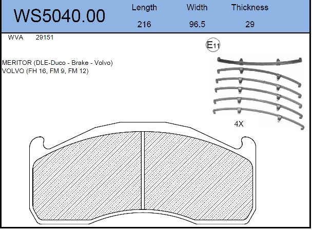 Колодки тормозные дисковые HCV - JEENICE WS5040.00
