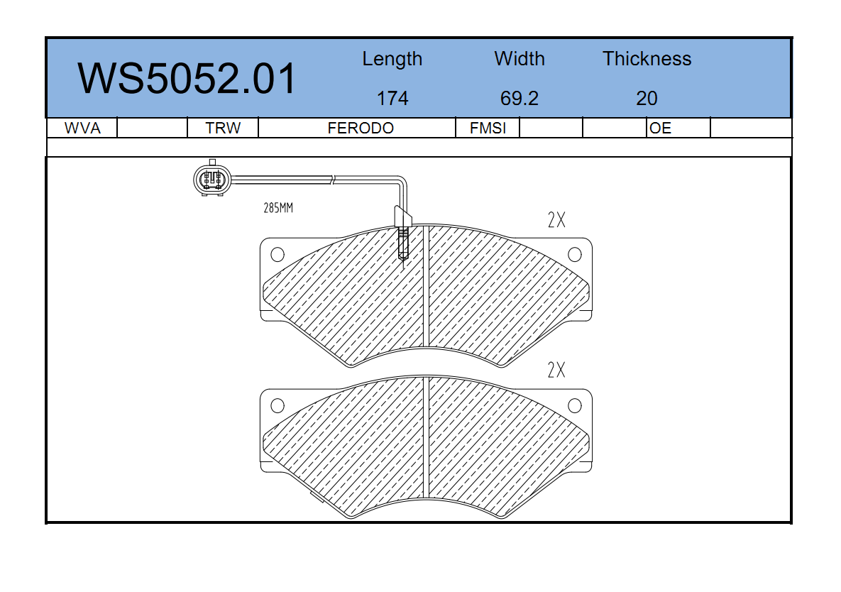 Колодки тормозные дисковые - JEENICE WS5052.01