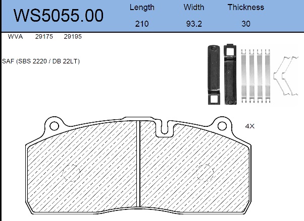 Колодки тормозные дисковые HCV - JEENICE WS5055.00