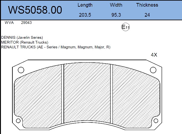 Колодки тормозные дисковые HCV - JEENICE WS5058.00