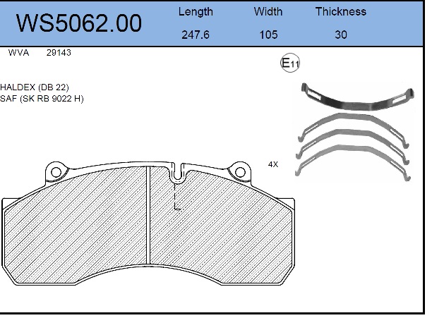 Колодки тормозные дисковые HCV - JEENICE WS5062.00