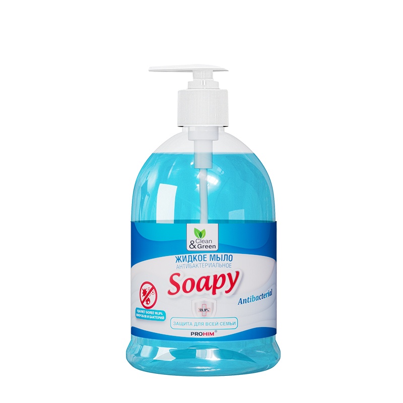 Жидкое мыло Soapy антибактериальное с дозатором 500 мл. Clean&Green - AVS CG8063