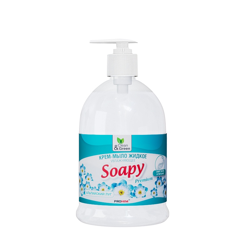 Жидкое Крем-мыло Soapy увлажняющее с дозатором 500 мл. Clean&Green - AVS CG8064