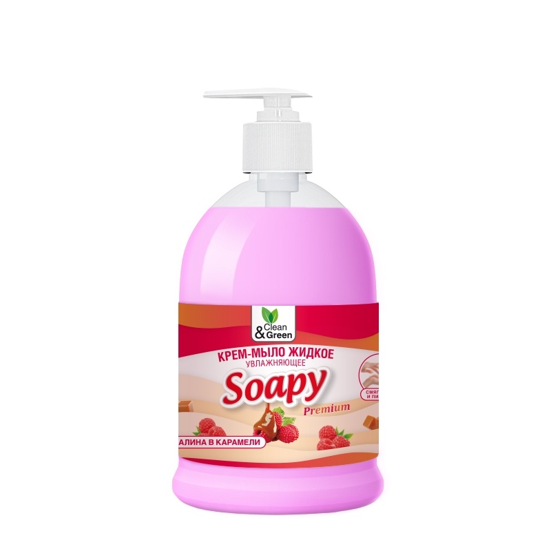 Жидкое Крем-мыло Soapy малина в карамели увлажняющее с дозатором 500 мл. Clean&Green - AVS CG8099