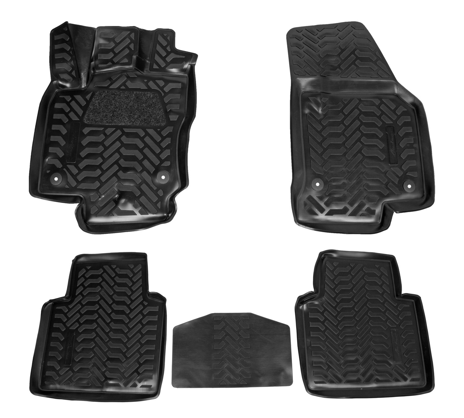 Ковры (3D с подпят.) для Skoda Kodiaq (17-) 5 шт., выс. борт, полимер., черн. - AIRLINE ACM-PS-81
