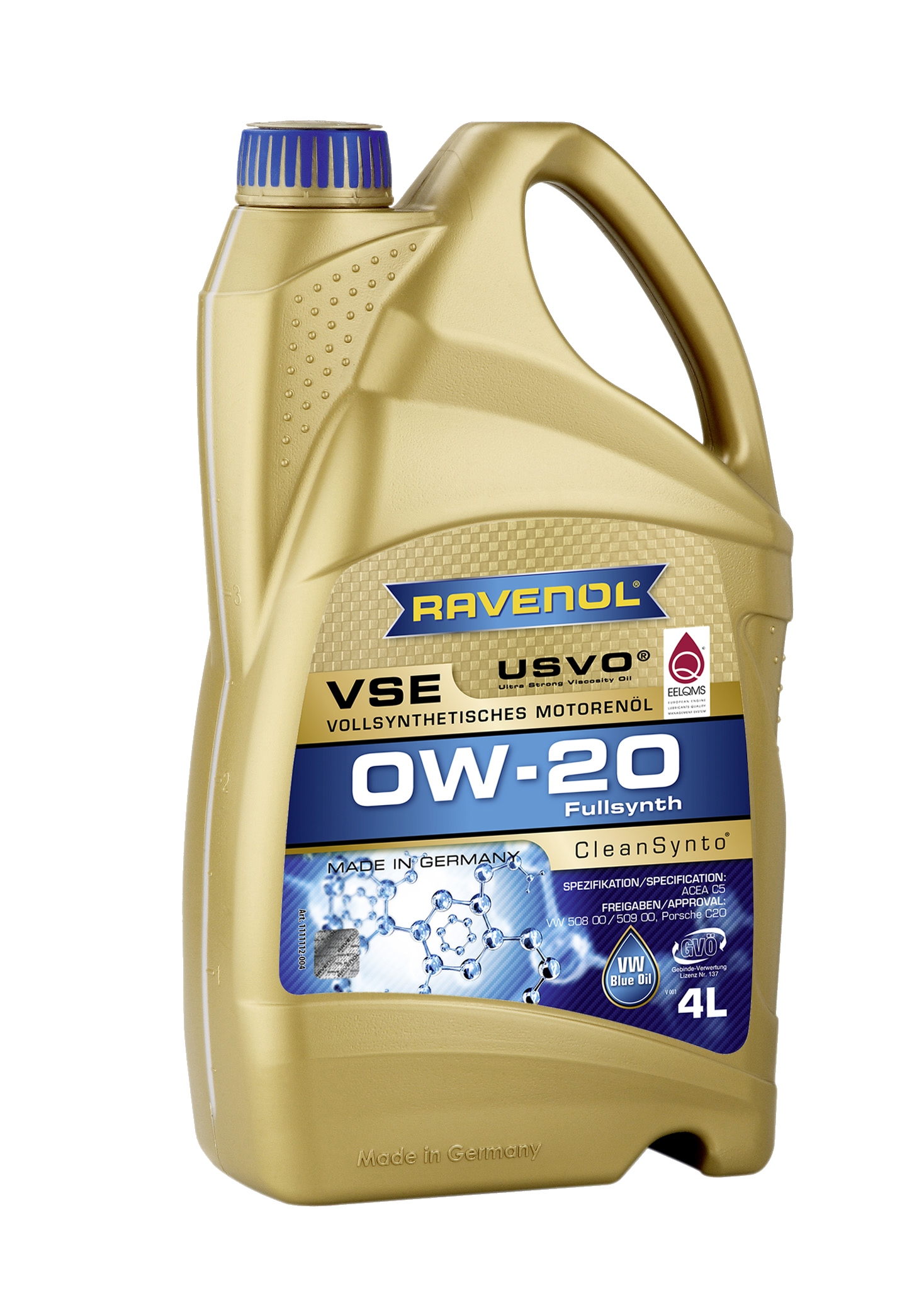 Масло моторное VSE 0w-20 4л (синтетика+ПАО) - RAVENOL 4014835862067