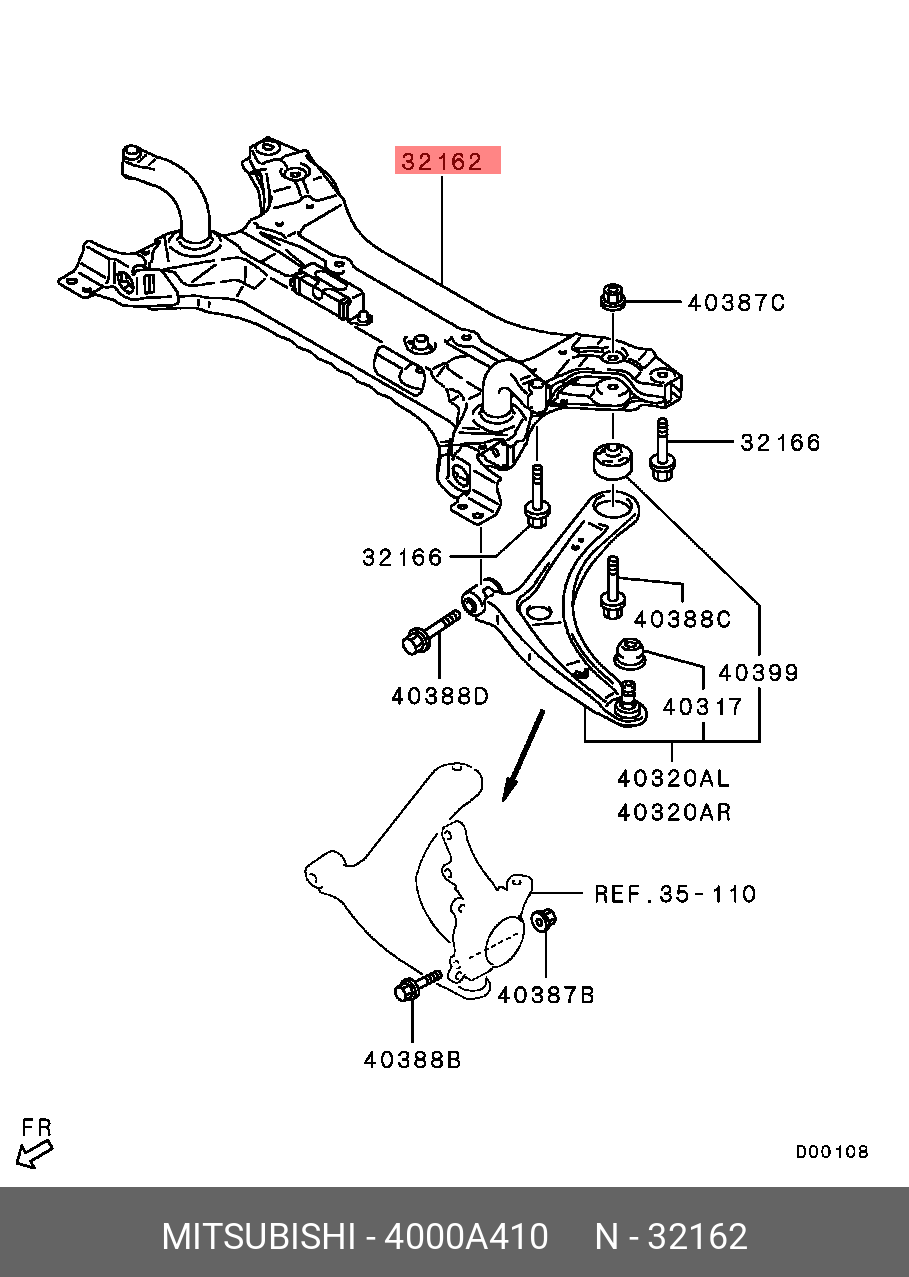 Передние рычаги и составляющие - Mitsubishi 4000A410