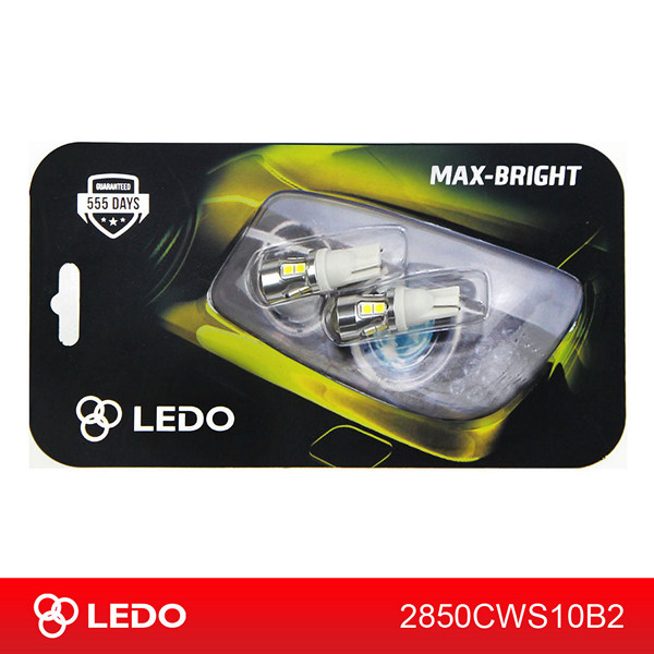 Лампа светодиодная W5W Max-Bright 10smd линза 12V - LEDO 2850CWS10B2