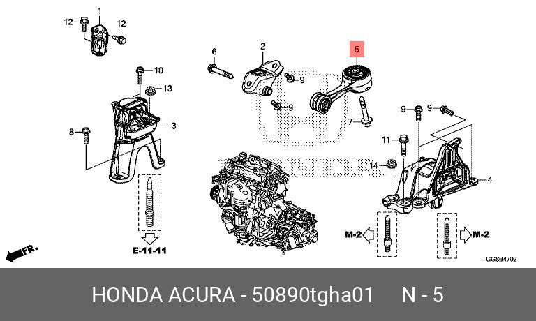 Подушка двигателя - Honda 50890TGHA01