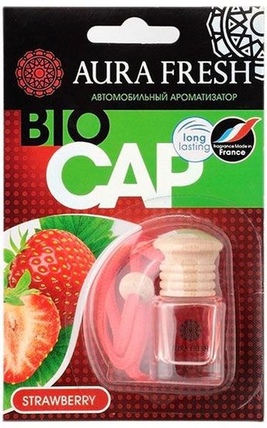 Ароматизатор подвесной (Strawberry/Клубника) BIO CAP (бутылочка) - AURA FRESH 23014