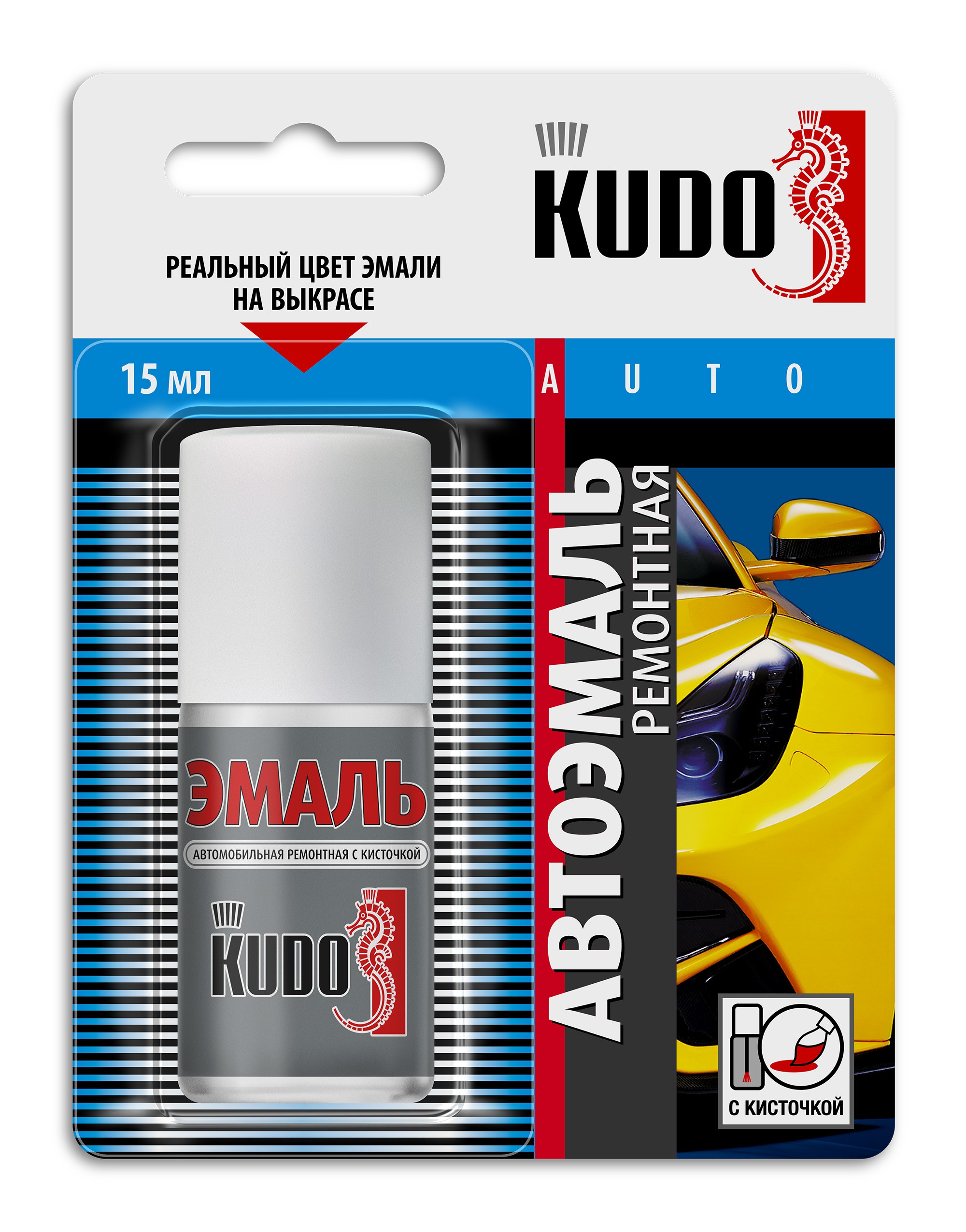 Эмаль автомобильная ремонтная с кисточкой kia: PGU Crystal White 15 мл - KUDO KU-73355