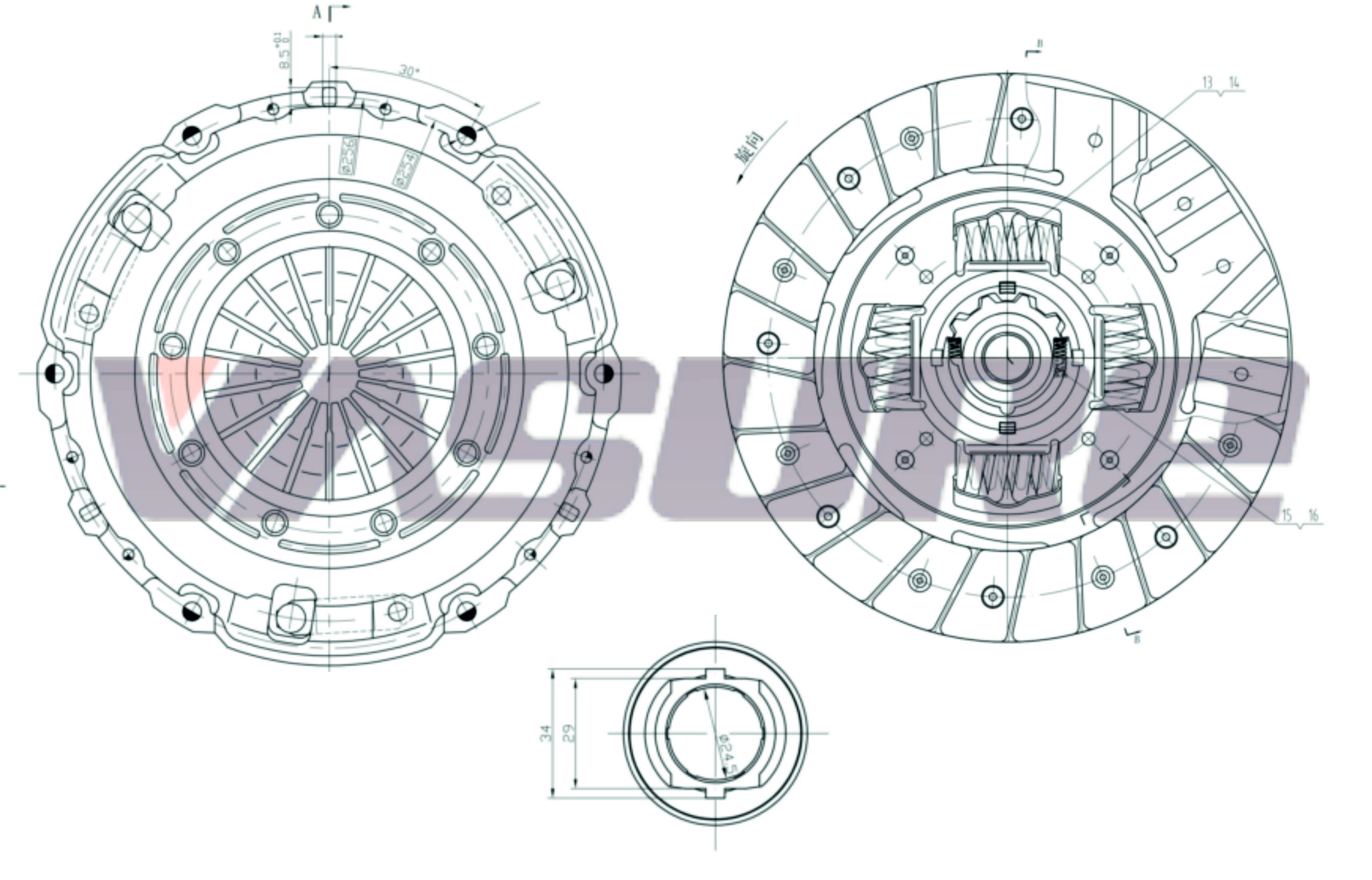Комплект сцепления Citroen c3/c5, Peugeot 206/307/406 99> - VASURE VRK056