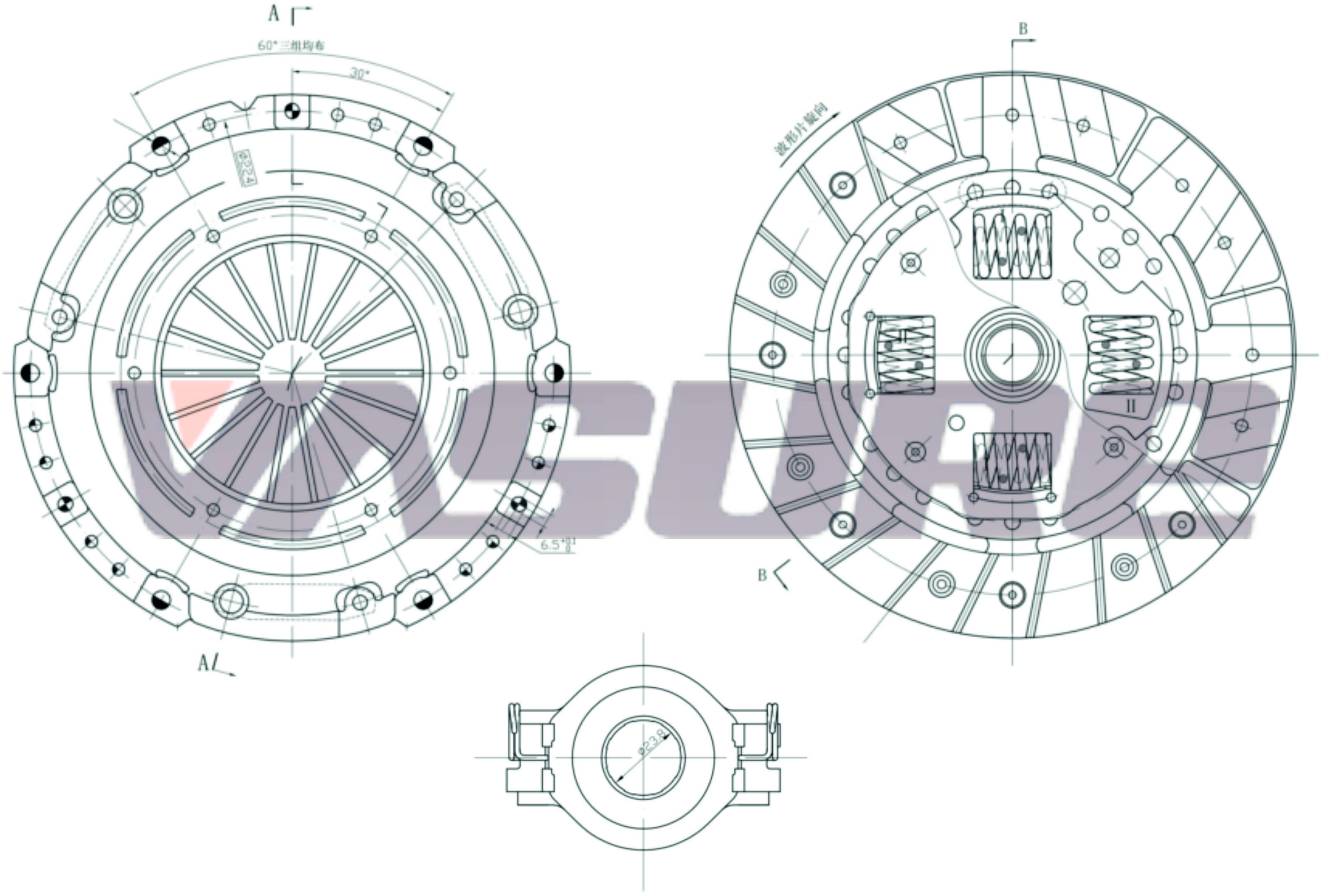 Комплект сцепления VW Golf/Jetta/Vento 1.0/1.3/1.4 86> - VASURE VRK062