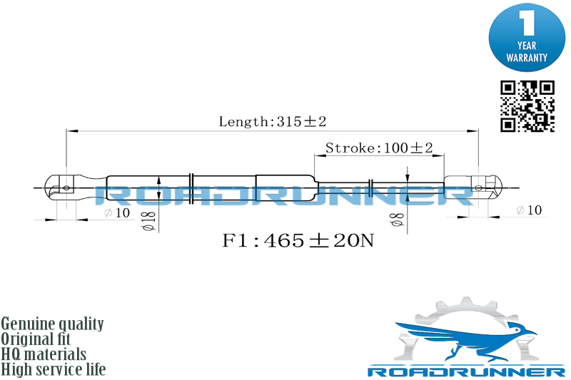Амортизатор газовый багажника - RoadRunner RR-32102-GSP