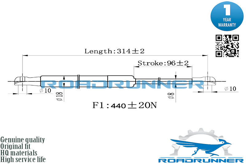 Амортизатор газовый багажника - RoadRunner RR-32156-GSP
