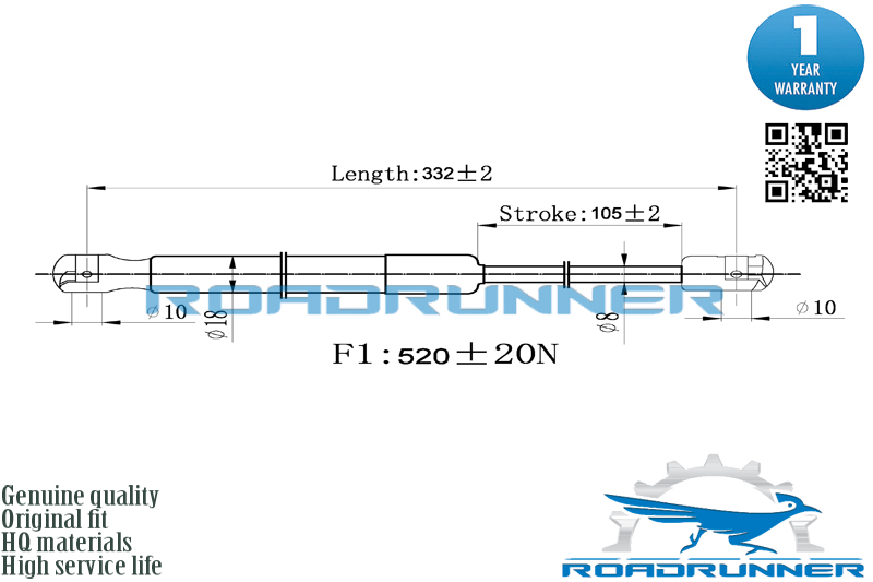 Амортизатор газовый багажника - RoadRunner RR-32157-GSP