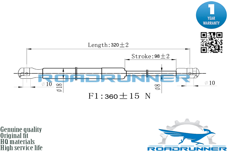 Амортизатор газовый багажника - RoadRunner RR-32188-GSP
