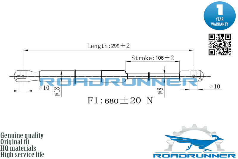 Амортизатор газовый багажника - RoadRunner RR-32189-GSP