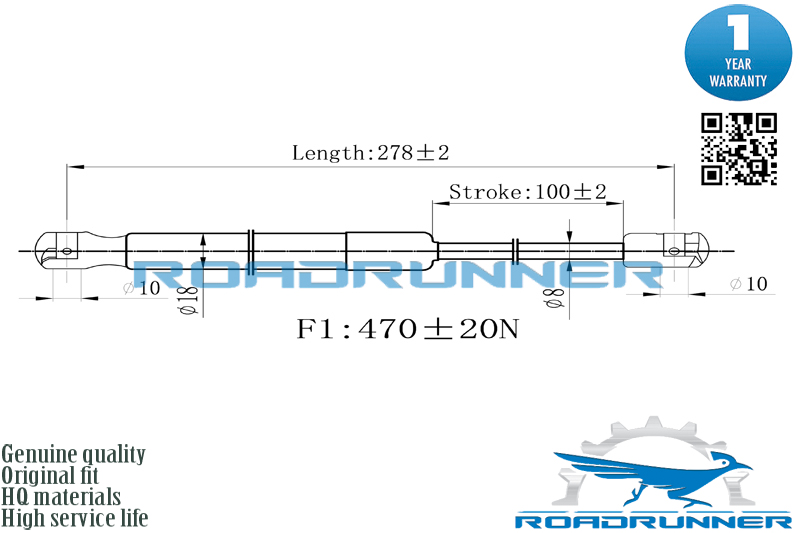 Амортизатор газовый багажника - RoadRunner RR-32193-GSP