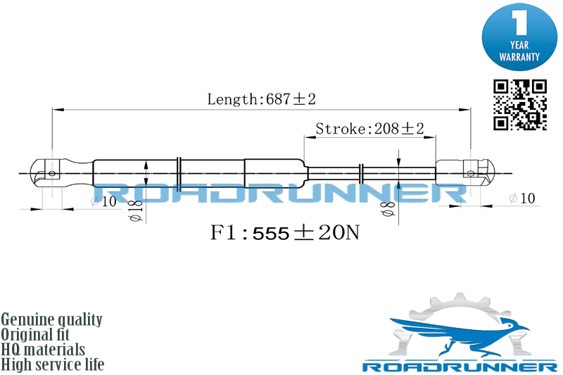Амортизатор газовый багажника - RoadRunner RR-32226-GSP