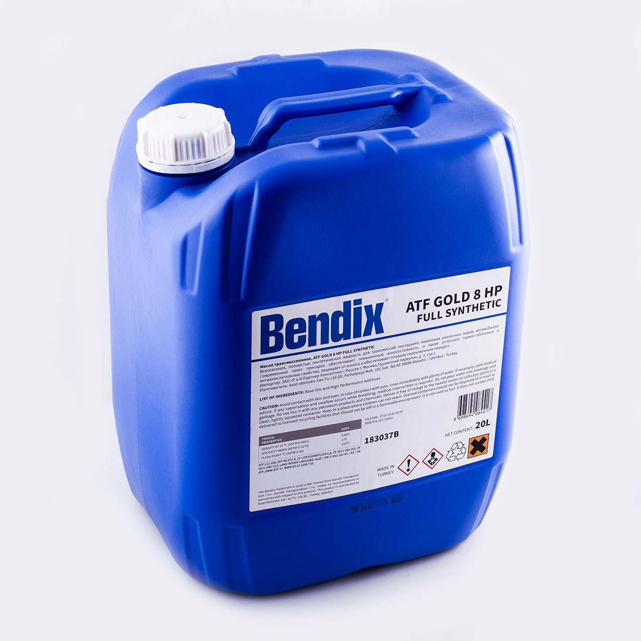 Масло трансмиссионное, синтетика gold ATF 8 HP 20 л. - Bendix 183037B