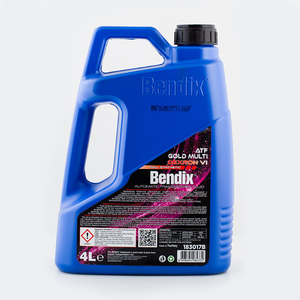 Масло трансмис., синтетика gold ATF multi dexron VI 4 л - Bendix 183017B