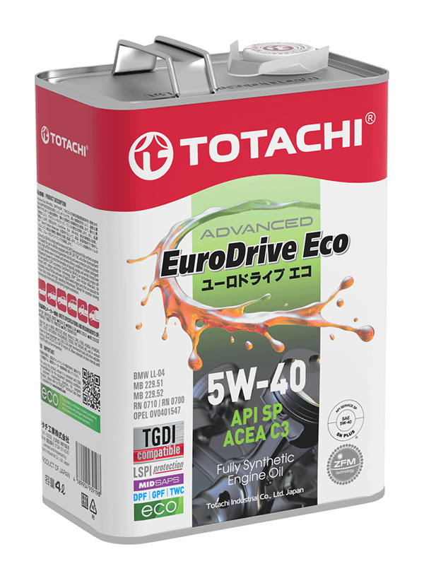 5w-40 eurodrive ECO SP, C3 4л (синт. мотор. масло) - Totachi E6704