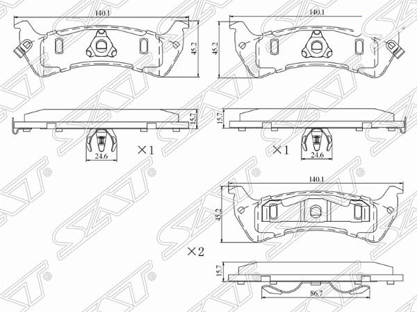 Колодки тормозные зад jeep grand cherokee 92-99 - SAT ST-28-0083