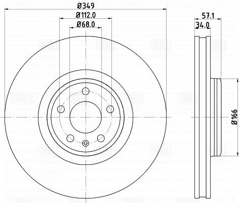 Диск тормозной для а/м Audi A4 (16-)/a5 (16-)/q5 (18-)/q7 (15-) перед. d=349 (окраш.) | перед | - Trialli DF 185112