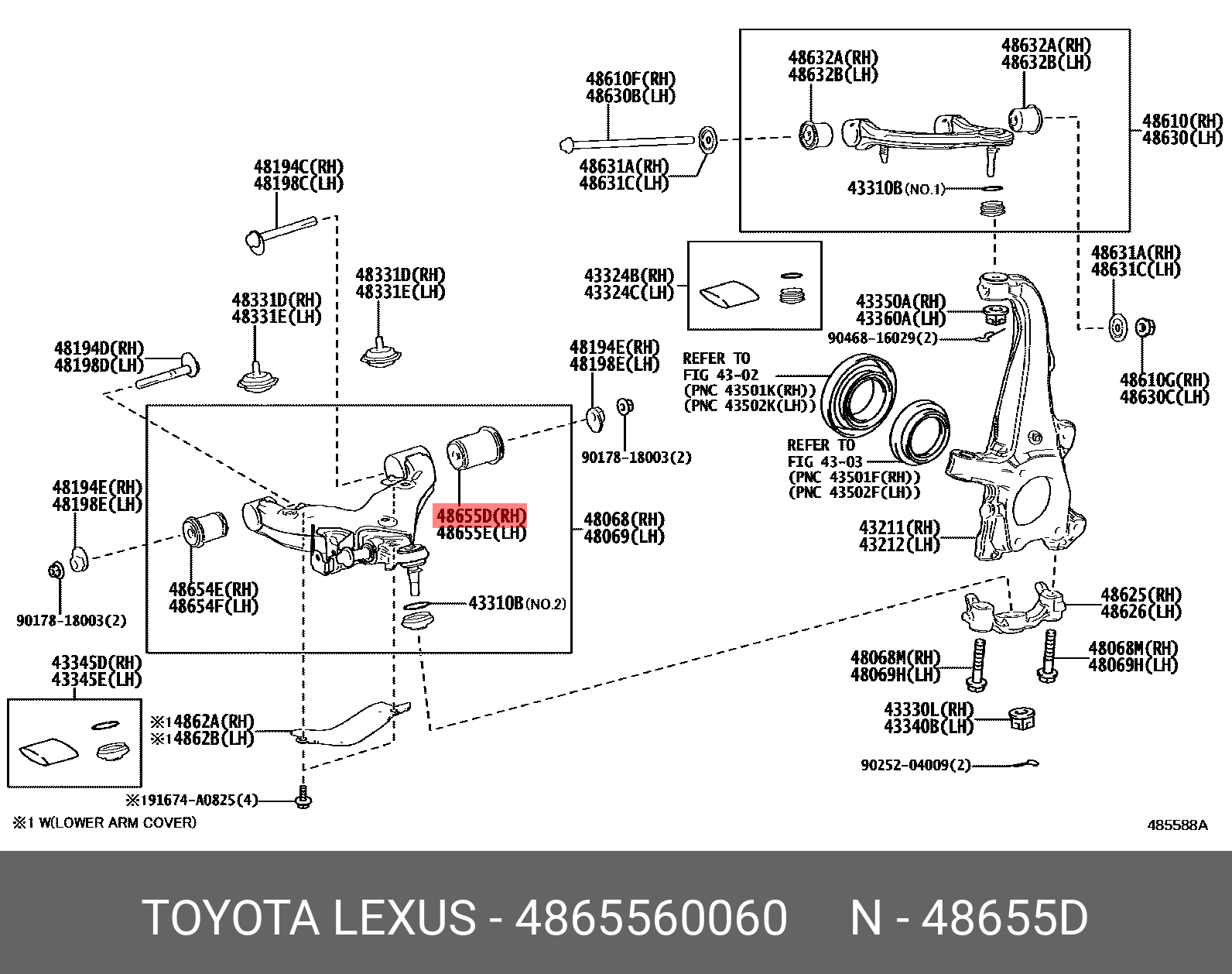 Сайлентблок рычага подвески - Toyota 4865560060