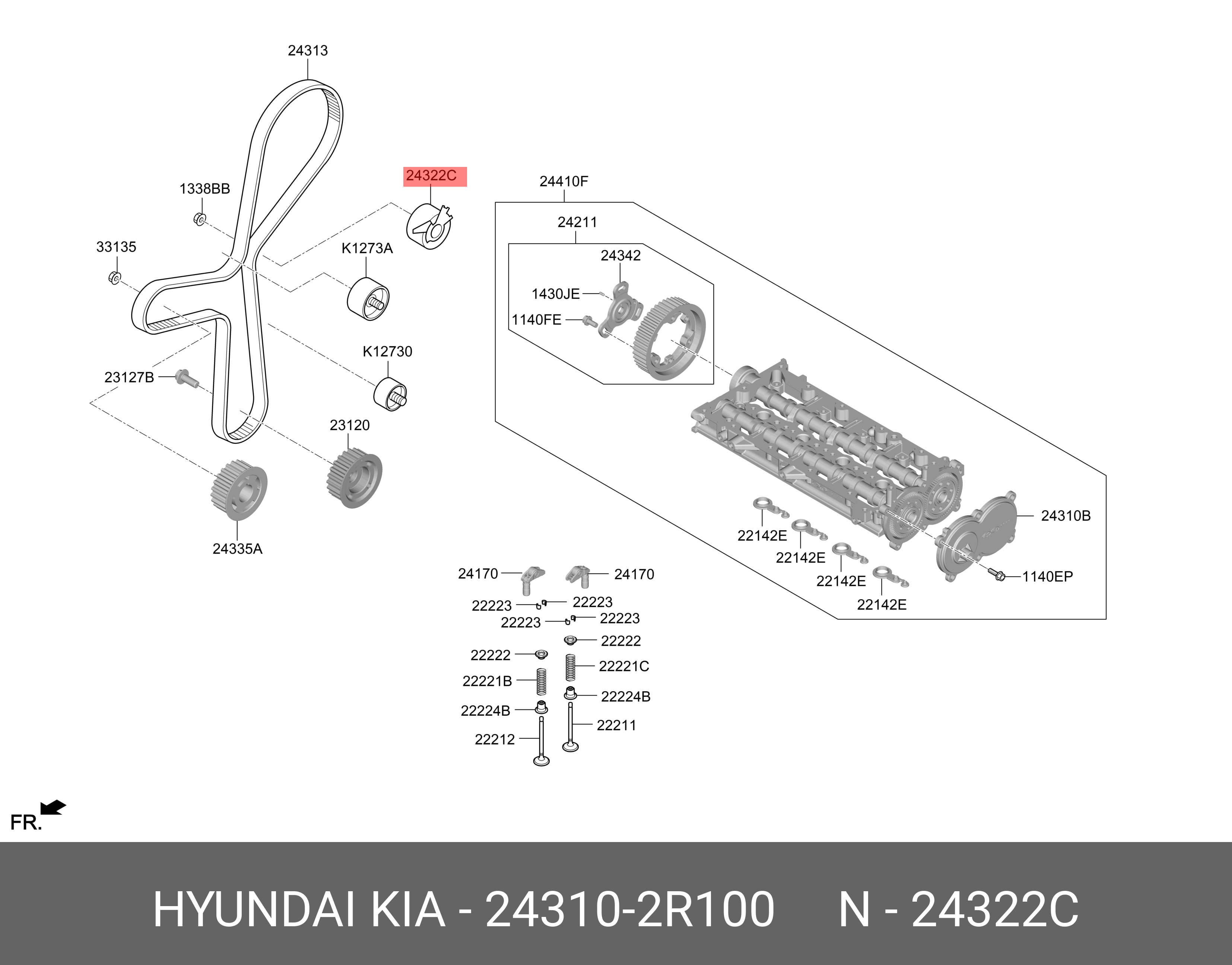 Hyundai Ролик натяжной ГРМ Santa Fe TM (fl) 2.2d 2021- - Hyundai/Kia 243102R100