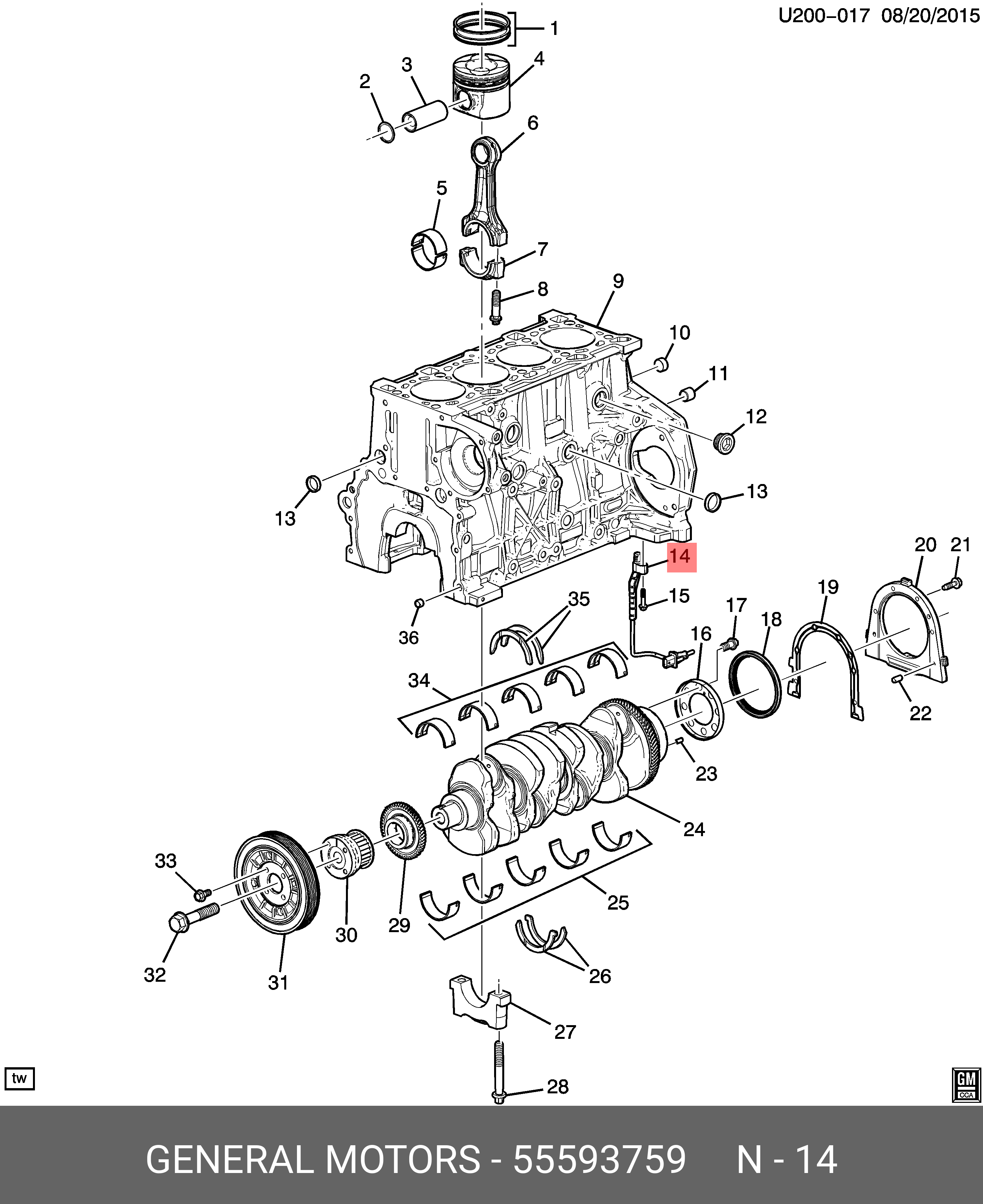 General motors датчик коленвала - GM 55593759