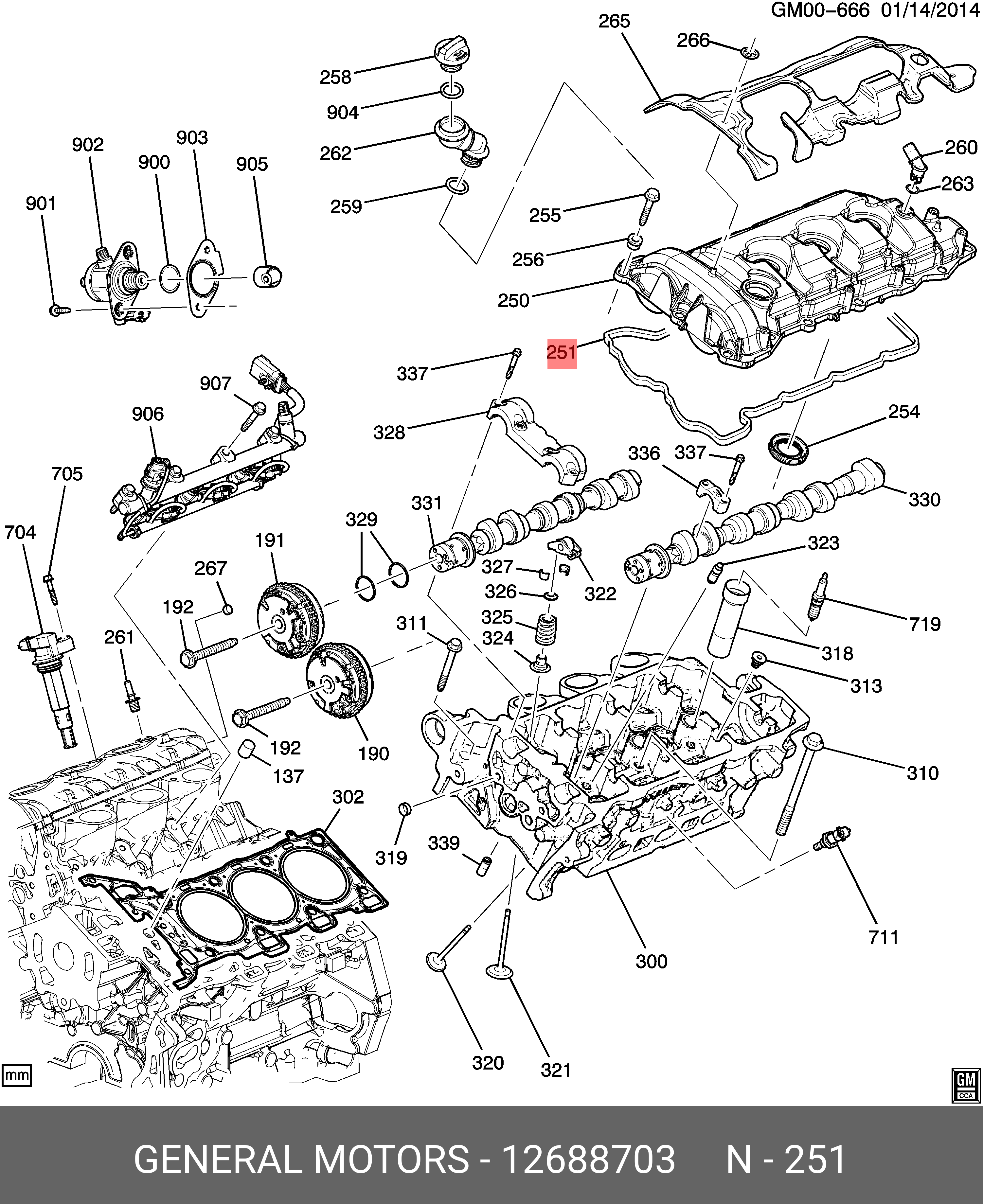 General motors прокладка клапанной крышки правая - GM 12688703