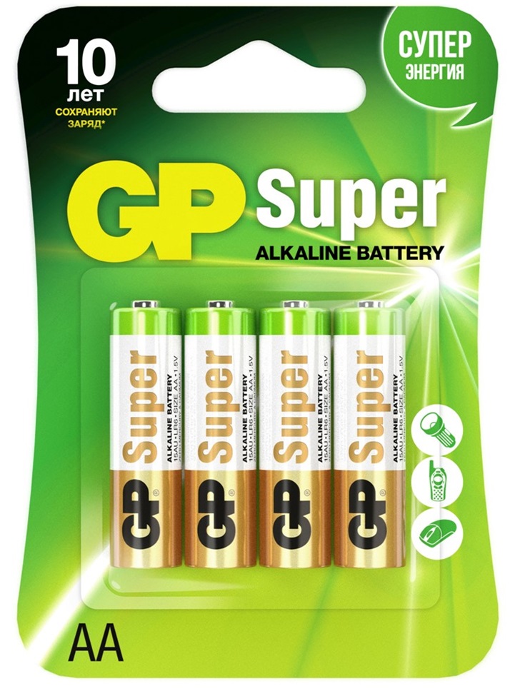 Батарейки lr6/aa щелочные 4 шт. Блистер - GP Batteries GP 15AA21-2CRSBC4