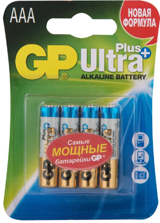 Батарейки lr03/aaa щелочные 4 шт. блистер (Ultra Plus) - GP Batteries GP 24AUPA21-2CRSB4